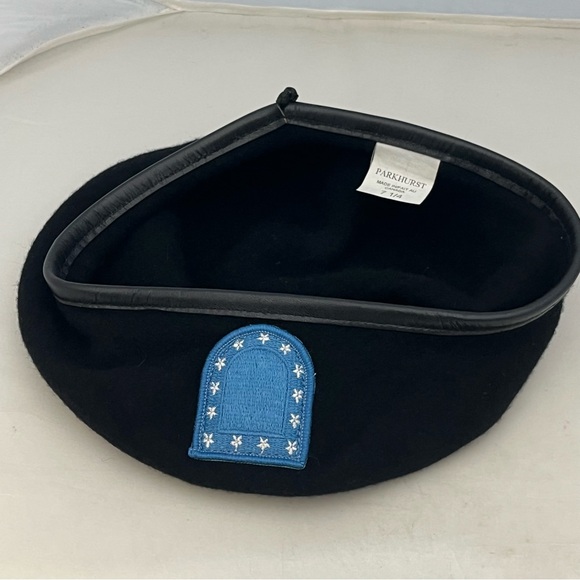 2001 Army Wool Military Beret With Blue Flash Patch Parkhurst Tag Size 7 1/4 - Picture 8 of 16